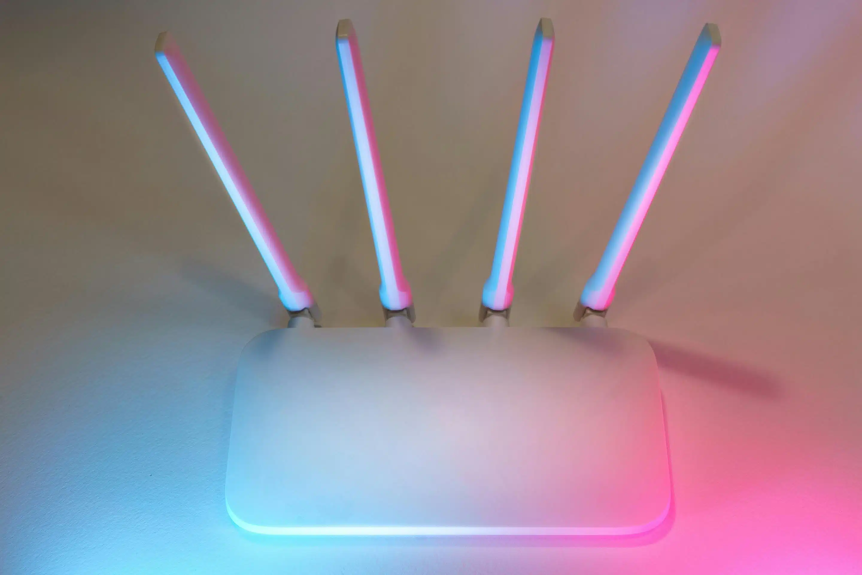 White router against colourful lights